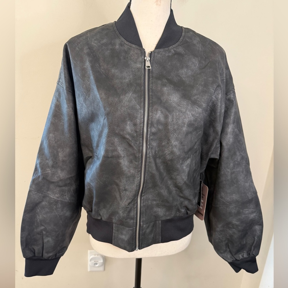 CiSoni Premium Faux Leather Outerwear black distressed jacket vegan leather SM